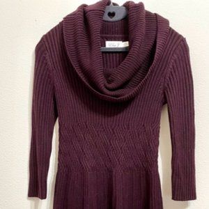 Eliza J Cowl Neck Sweater Dress M  Dark Purple knee length excellent condition